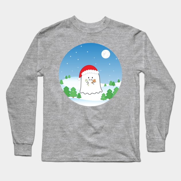 Gordie the Ghost (snowy Christmas) | by queenie's cards Long Sleeve T-Shirt by queenie's cards